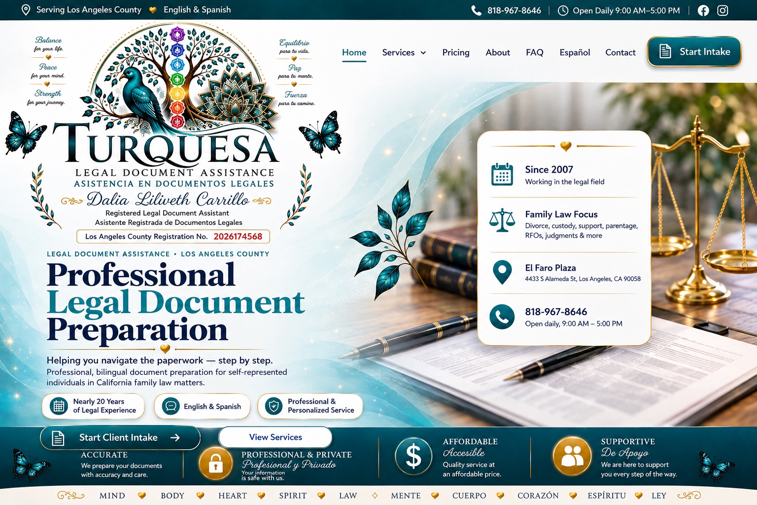 Turquesa LDA approved homepage design